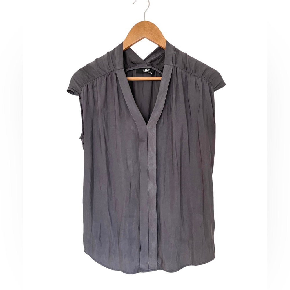 a.n.a Soft flowy ruched V-neck blouse